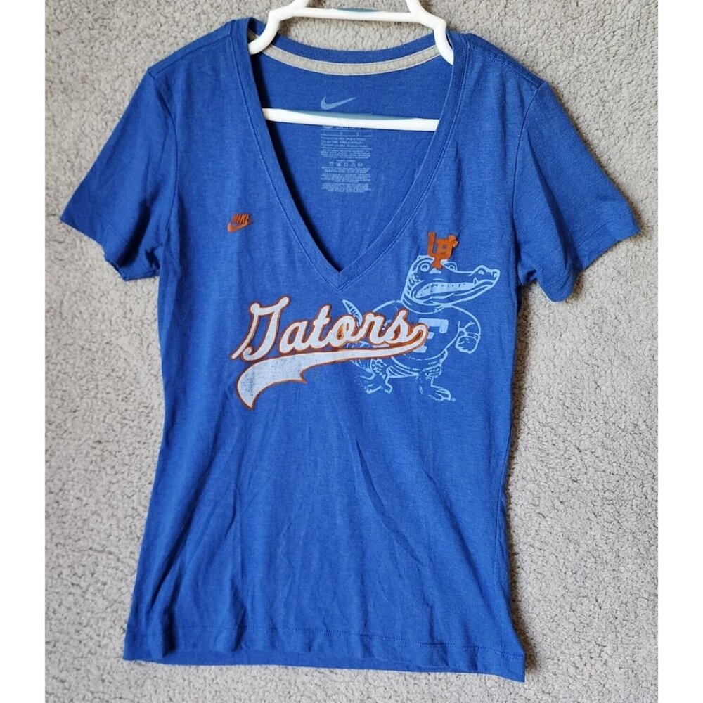 Nike Women's Florida Gators Slim Fit Short Sleeve Tee Shirt Blue College Size L
